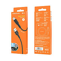 USB кабель Borofone BX30 Silicone Lightning 1m чёрный, фото 3