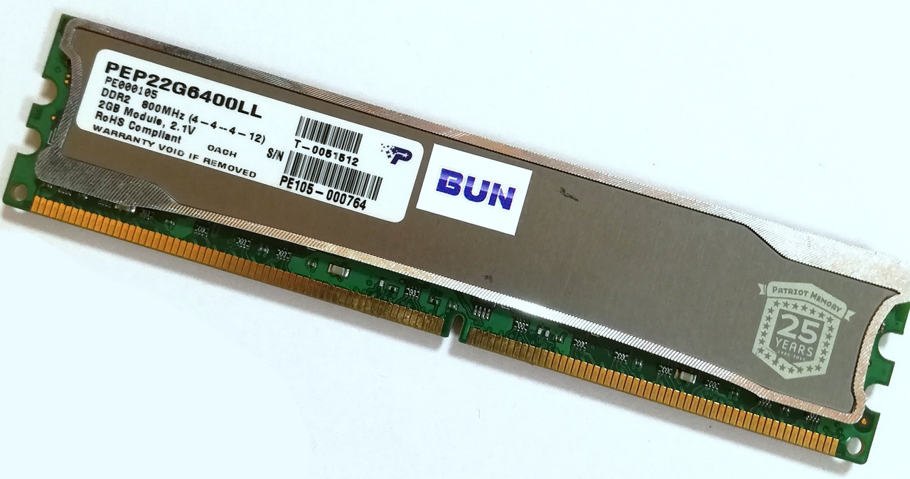 Ігрова оперативна пам'ять Patriot DDR2 2Gb 800MHz PC2 6400U CL4 (PEP22G6400LL) Б/В