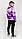 Кофта двунитка прінт тай-дай фіолетовий з капюшоном та карманом S,M,L,XL,XXL, фото 4