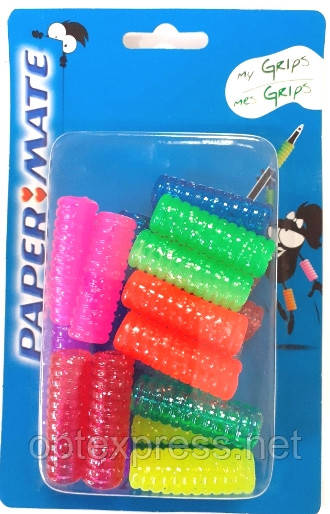 Яскраві гумові накладки для олівців і ручок 20 штук PAPER MATE, фото 1