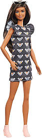 Лялька Barbie Fashionistas Модниця Шатенка у сірій сукні GYB01