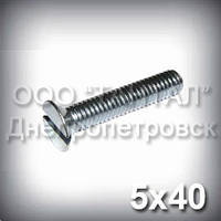 Гвинт М5х40 прямий шліц ГОСТ 17475-80 (DIN 963, ISO 2009) оцинкований із потайною головкою