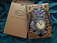 Щоденник А5 формату в шкіряній обкладинці з об'ємним тисненням і розписом ручної роботи "Чеширський кіт", фото 6