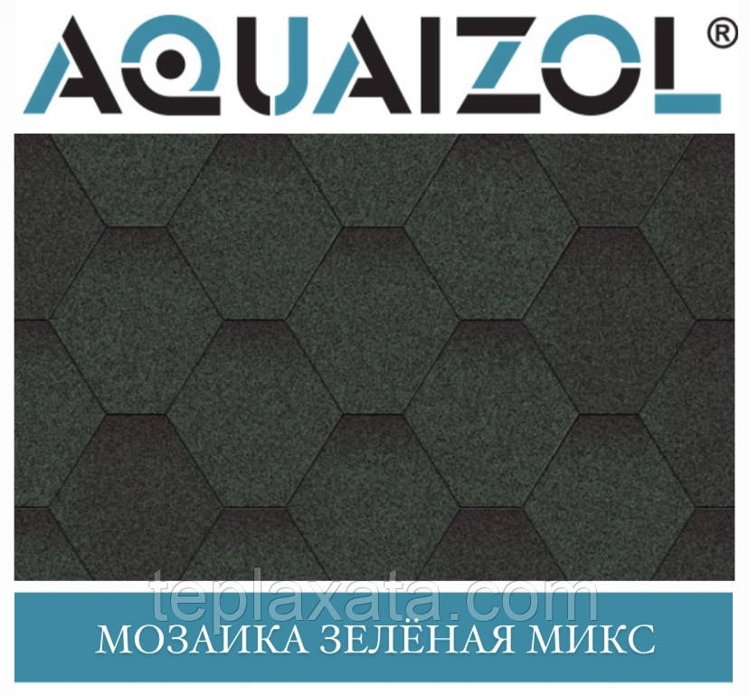 Акваізол СТАНДАРТ Мозаїка зелений мікс Бітусна черепиця (3 м2/пач)