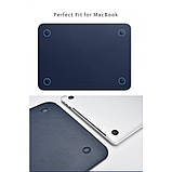 Чохол папка WIWU Skin Pro II PU Leather Sleeve захисний чохол з екошкіри для MacBook Pro і Air 13.3" синій, фото 5