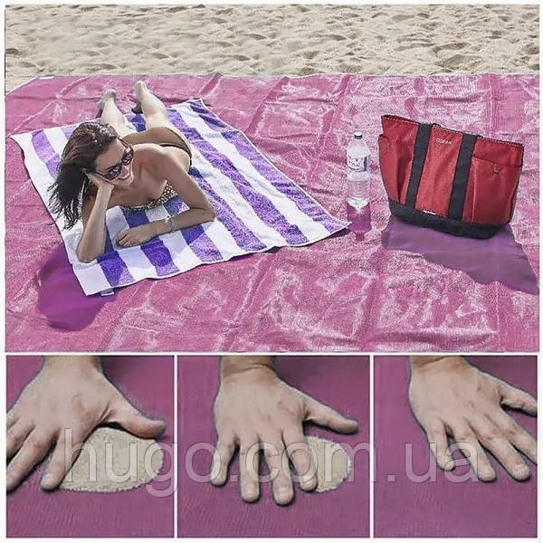 Килимок пляжний анти пісок Sand Leakage Beach Mat / Покривало для пляжу Рожевий