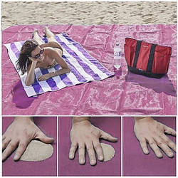 Килимок пляжний анти пісок Sand Leakage Beach Mat / Покривало для пляжу Рожевий