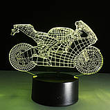 3D Світильник, "Мотоцикл", оригінальні Подарунки, Подарунки на свята , Незвичайні подарунки дітям, фото 3