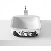 Раковина-чаша для ванної накладна Roca Urban 40х40 см із зовнішнім декором Rio кераміка біла