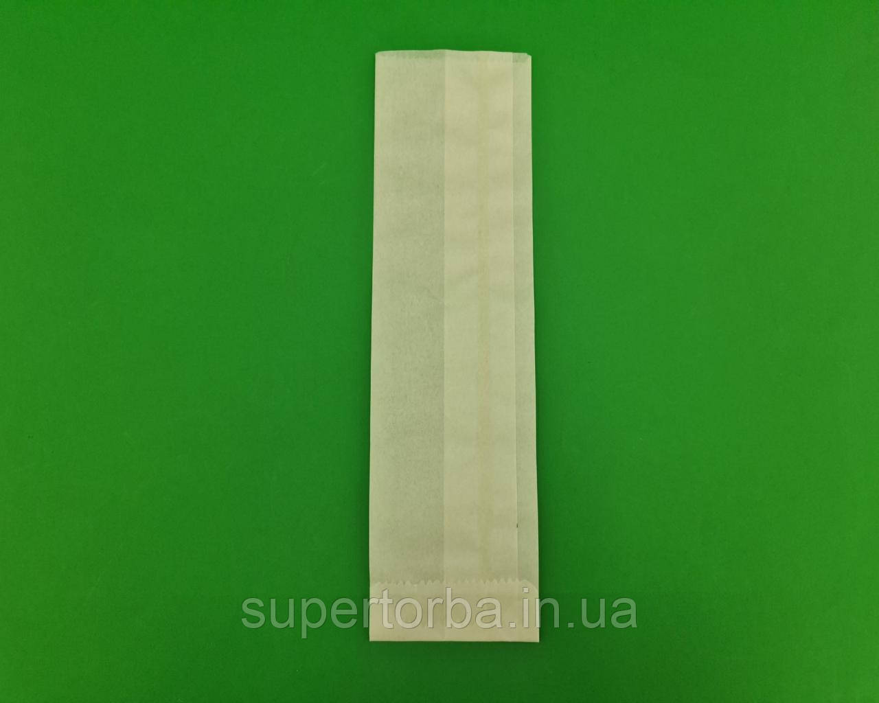 Пакет паперовий 7/0*28 білий жиронепроникний 100 штук, фото 1