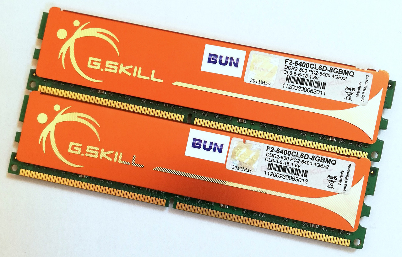 Пара ігрової оперативної пам'яті G. Skill DDR2 4Gb (2Gb+2Gb) 800MHz PC2 6400U CL6 (F2-6400CL6D-8GBMQ) Б/В