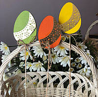 Пасхальный декор-стик Яйцо с серебристой вставкой 32см, 4 цвета