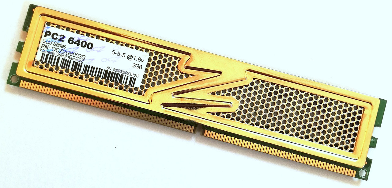 Ігрова оперативна пам'ять OCZ Gold DDR2 2Gb 800MHz PC2 6400U CL5 2R8 (OCZ2G8002G) Б/В