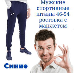 Чоловічі спортивні штани з манжетом P, розміри 46-54,темно-сині,СМ0105/01,20013950
