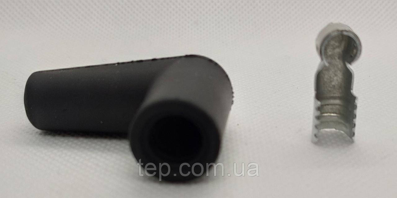 Клемма 6,3 мм + угловой резиновый изолятор для высоковольтных проводов горелок - фото 5 - id-p1382886612