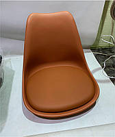 Стілець Milan CH-Base коричневий 91 пластик із м'якою подушкою, хромована опора-блин, скандинавський стиль, фото 5