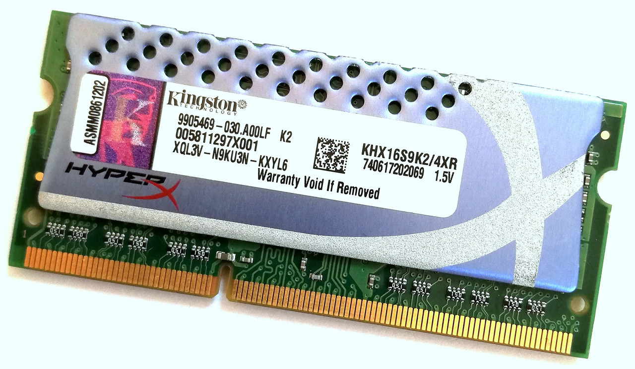 Ігрова оперативна пам'ять для ноутбука Kingston HyperX SODIMM DDR3 2Gb 1600MHz 12800s CL9 (KHX16S9K2/4XR) Б/В