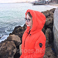 Пальто-пуховик жіночий TOWMY TM-AJ-3262-oranje з капюшоном, фото 3