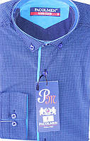 Рубашка детская с длинным рукавом dd-0008 Pacolmen синяя приталенная с принтом