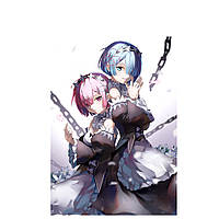 Постер плакат Рем и Рам аниме Жизнь с нуля в альтернативном мире Re:Zero 42х29 см А3 (poster_0284)