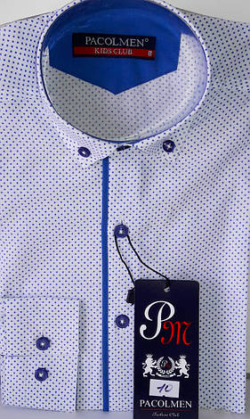 Сорочка дитяча з довгим рукавом dd-0010 Pacolmen біла приталені з принтом, фото 1