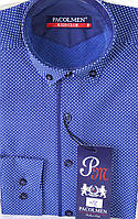 Рубашка детская с длинным рукавом dd-0012 Pacolmen синяя приталенная с принтом