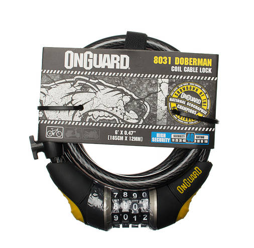 Велозамок кодовий Onguard 8031 DOBERMAN 185см х 12мм Black, фото 4