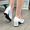 Туфлі шкіряні з відкритим носком, на невисокому стійкому підборі. Колір білий. 41 розмір, фото 4