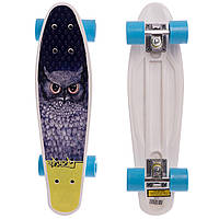 Скейт Пенни Борд Penny My Go Board Owl 13-1 с совой Blue-Yellow