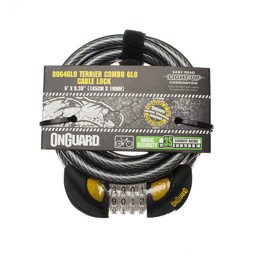 Велозамок кодовий Onguard 8064 TERRIER GLO Combo GLO 185см х 10мм Black, фото 4