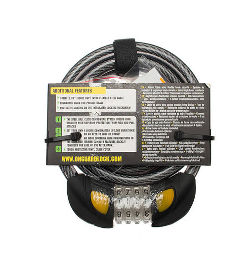 Велозамок кодовий Onguard 8064 TERRIER GLO Combo GLO 185см х 10мм Black, фото 3