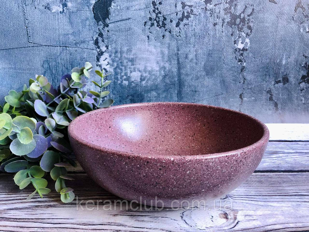 Піала V 700 мл із гранітним покриттям пилно-рожевого кольору, фото 1