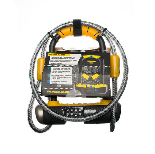 Велозамок кодовий Onguard U-lock 8015C COMBO Mini DT 90x140 Black Yellow, фото 3