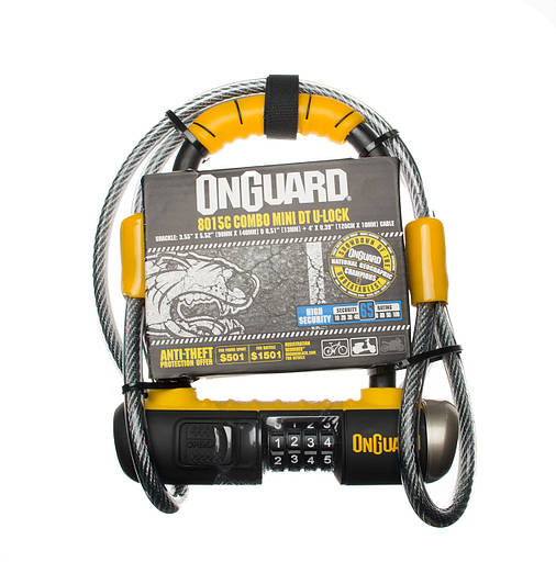 Велозамок кодовий Onguard U-lock 8015C COMBO Mini DT 90x140 Black Yellow, фото 4