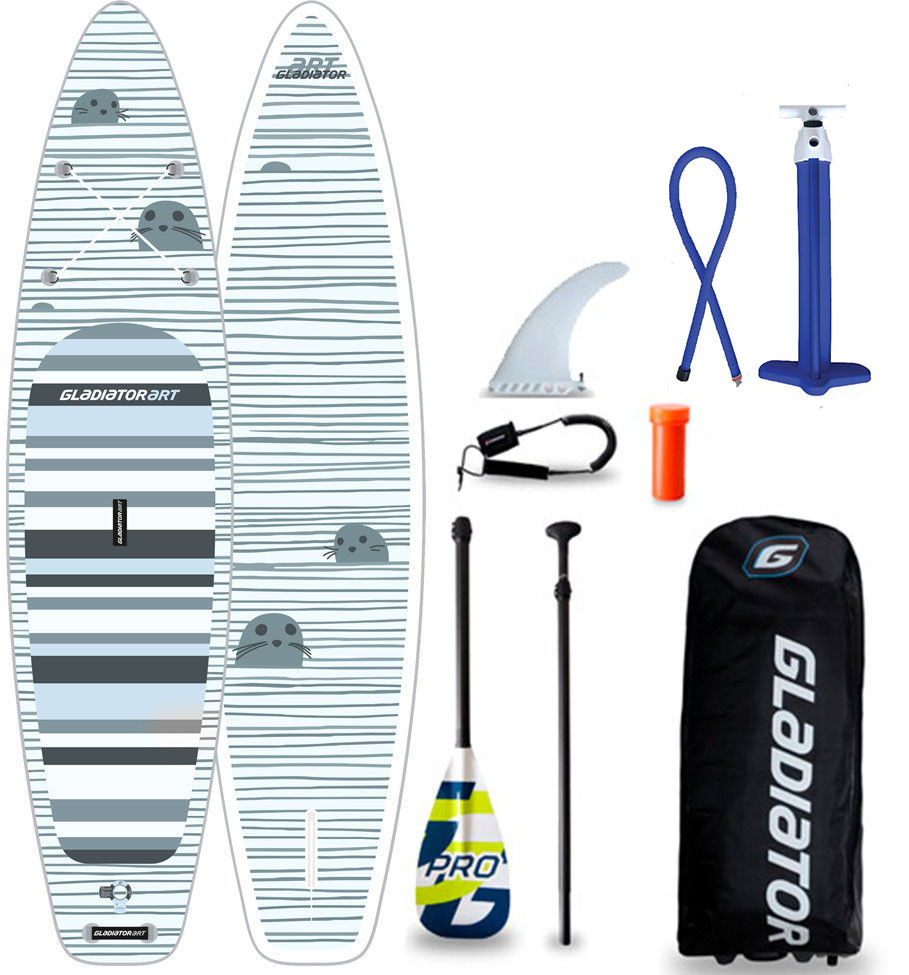Сапборд Gladiator ART 12'6" x 32" SEAL 2021 — надувна дошка для САП серфінгу, sup board, фото 1
