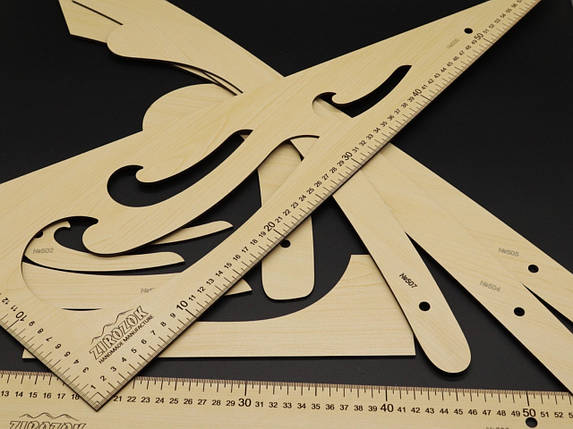 Дерев'яні лінійки. Набір лекал., фото 1