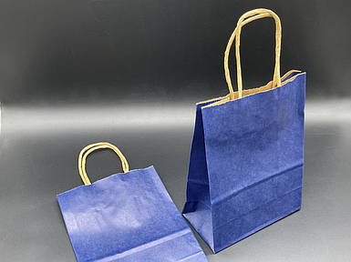 Пакувальні пакети паперові з крафтового паперу Колір темно-синій. 15х8х21см