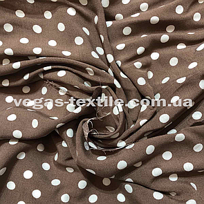 Тканина Штапель принт Горох 0.6 см Кава з молоком