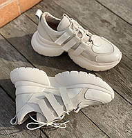 Модные кроссовки женские из натуральной кожи замши на платформе весенние осенние прочные 37 разме MKraFVT 2142