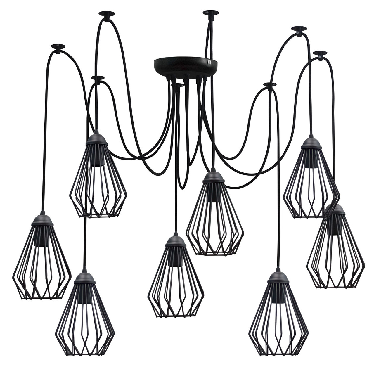 Підвісна люстра під старовину павук чорна 8 ламп Silvia NL 05371-8, фото 1