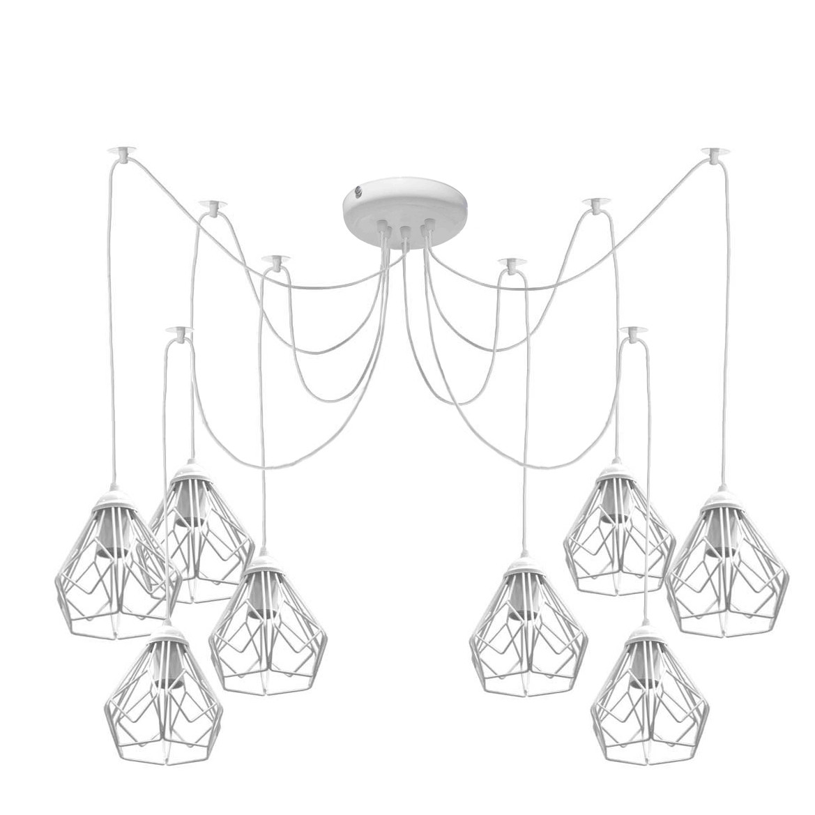 Підвісна люстра павук лофт 8 ламп Е27 біла Milan NL 538-8 W, фото 1