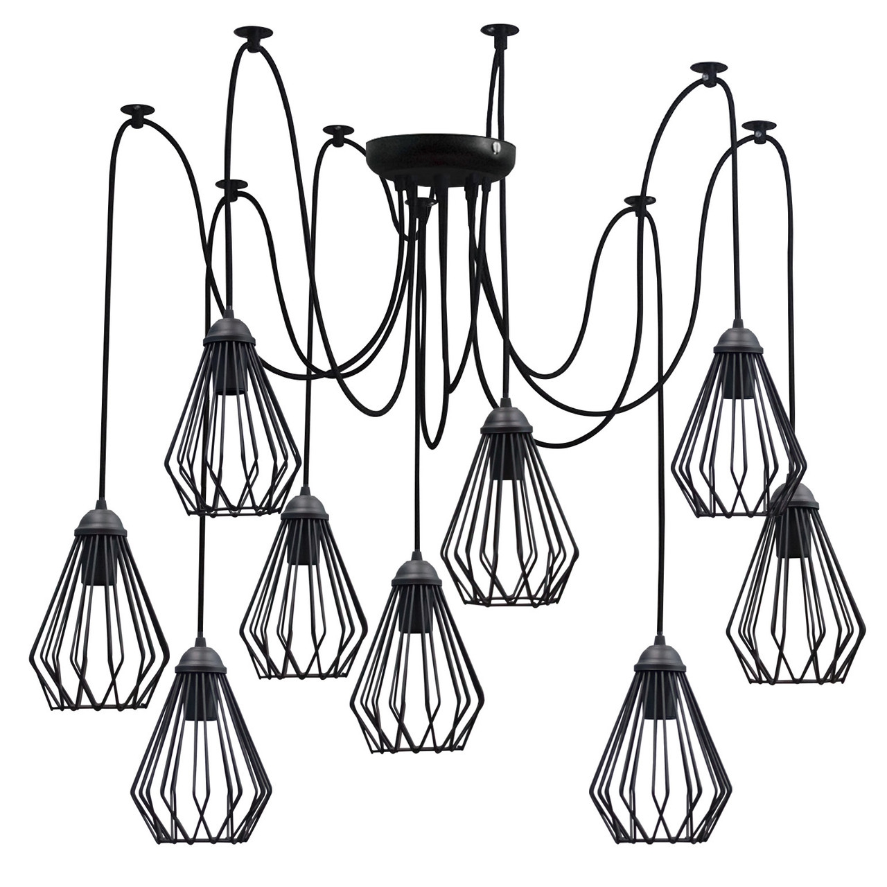 Підвісна люстра під старовину павук чорна 9 ламп Silvia NL 05371-9, фото 1