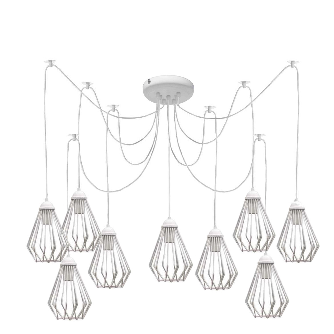 Підвісна люстра під старовину павук біла 9 ламп Silvia NL 05371-9 W, фото 1