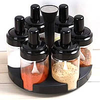 Подставка карусель с емкостями для специй Spice rotating bottles JM - 620 6 отсеков