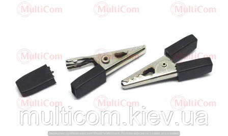 09-00-011BK. Затиск тестерний "крокодил" середній, під банан, тип2, чорний, фото 1