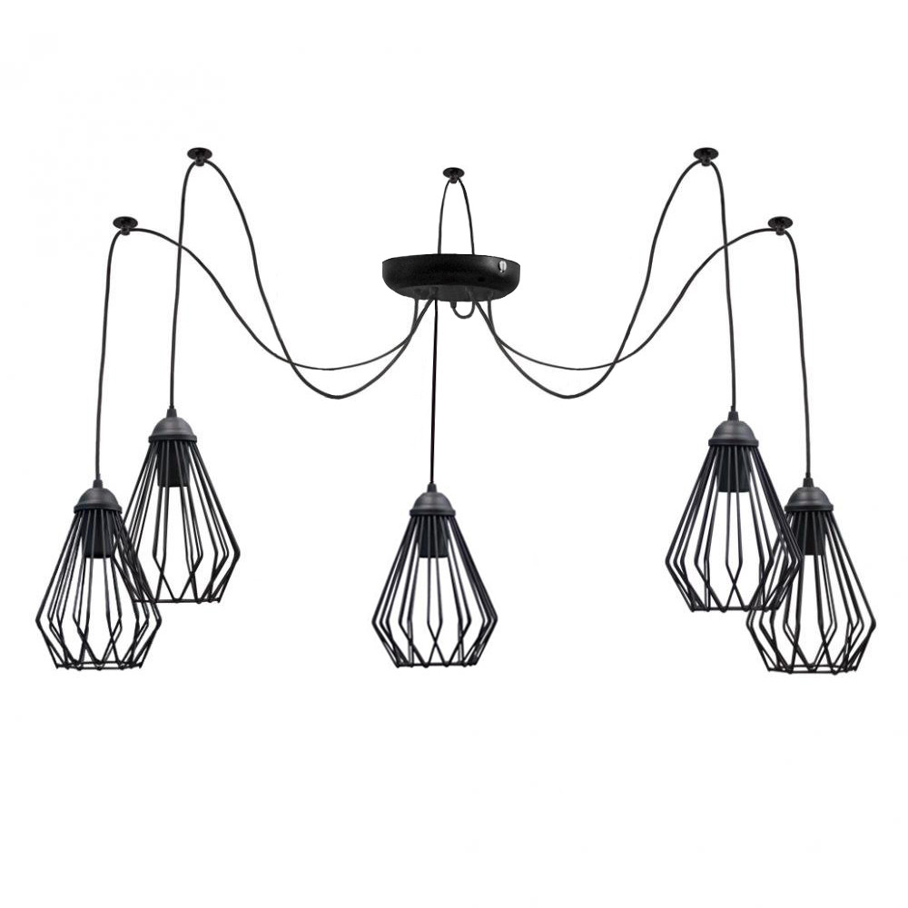 Підвісна люстра під старовину павук чорна 5 ламп Silvia NL 05371-5, фото 1