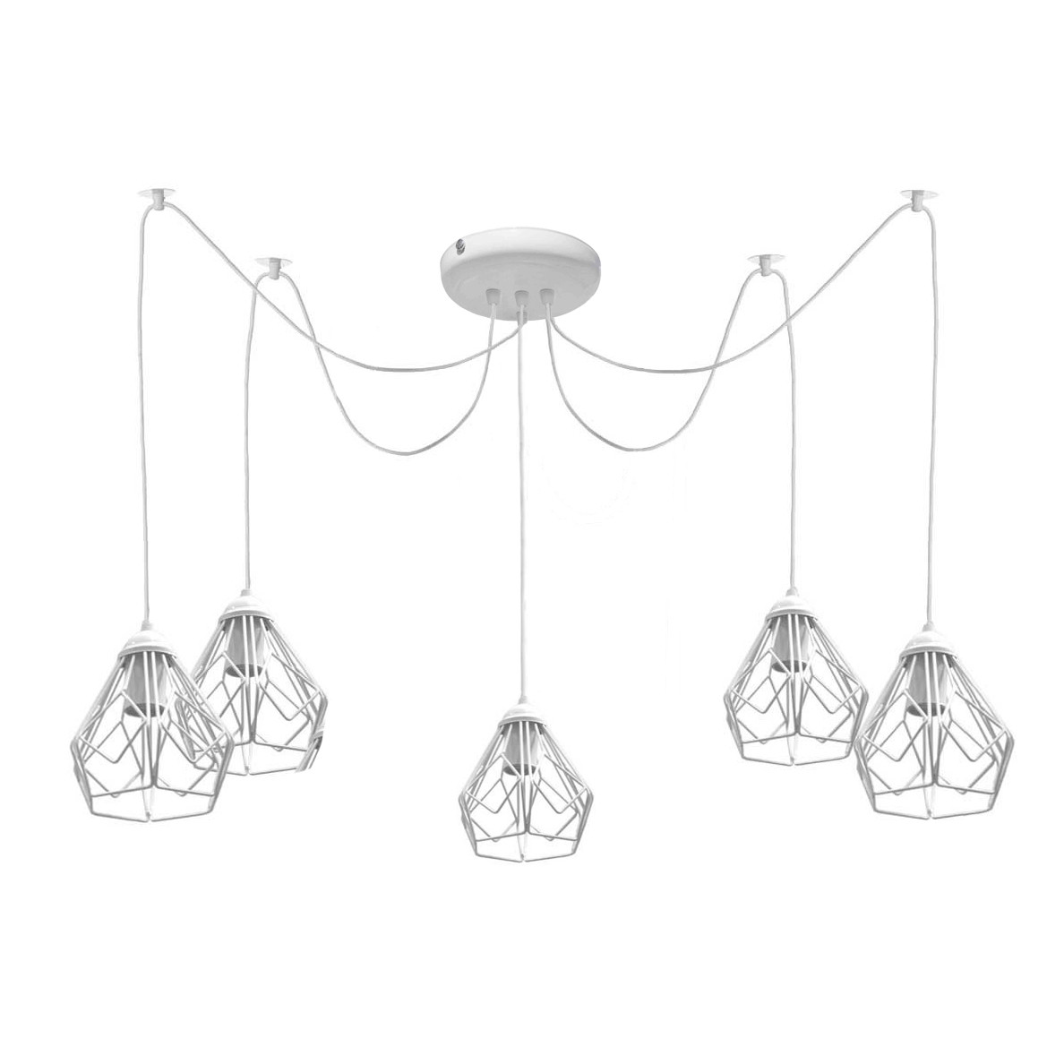 Підвісна люстра павук лофт 5 ламп Е27 біла Milan NL 538-5 W, фото 1