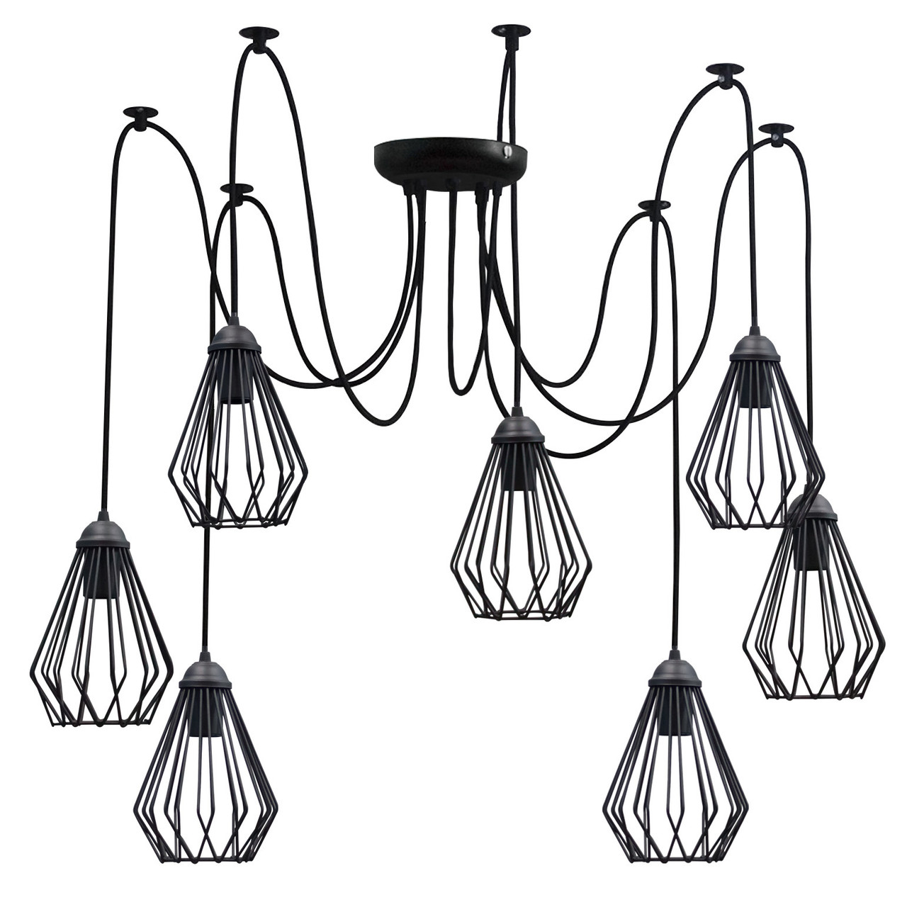 Підвісна люстра під старовину павук чорна 7 ламп Silvia NL 05371-7, фото 1