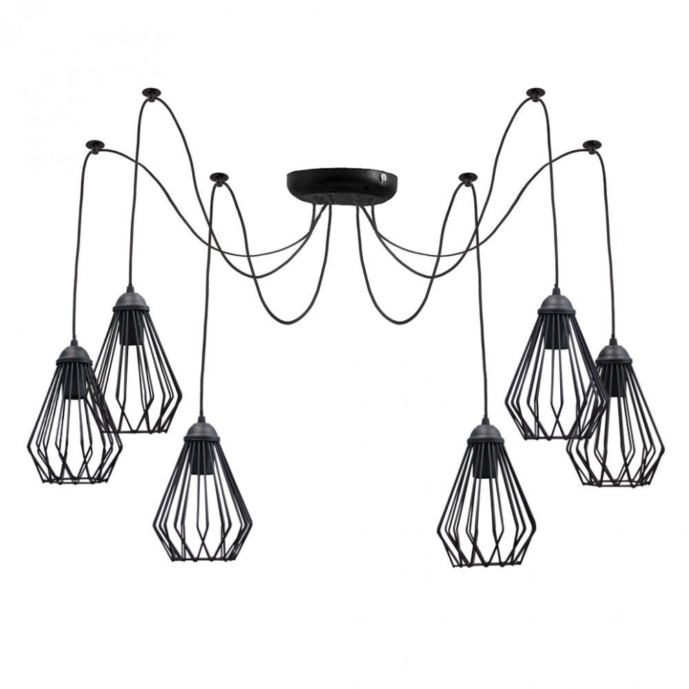 Підвісна люстра під старовину павук чорна 6 ламп Silvia NL 05371-6, фото 1