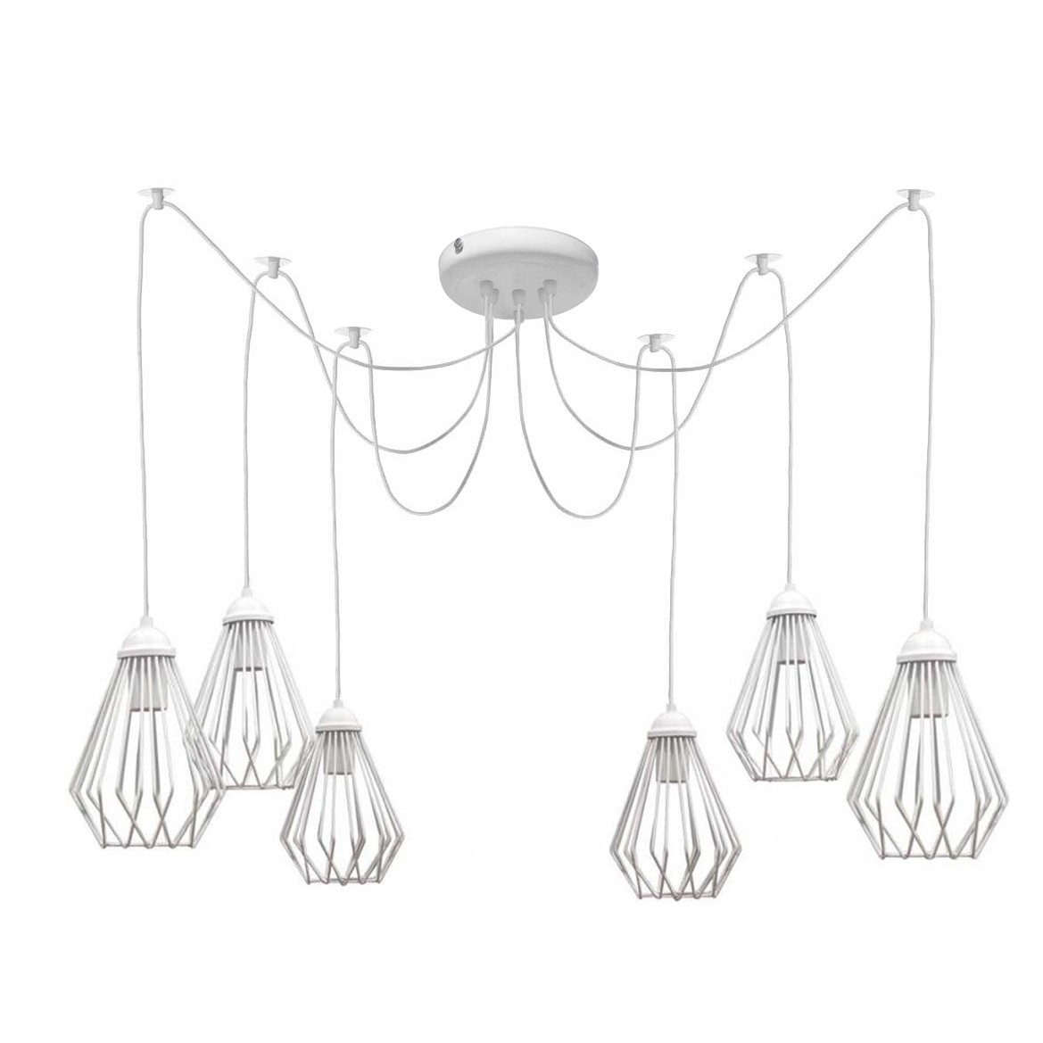 Підвісна люстра під старовину павук біла 6 ламп Silvia NL 05371-6 W, фото 1